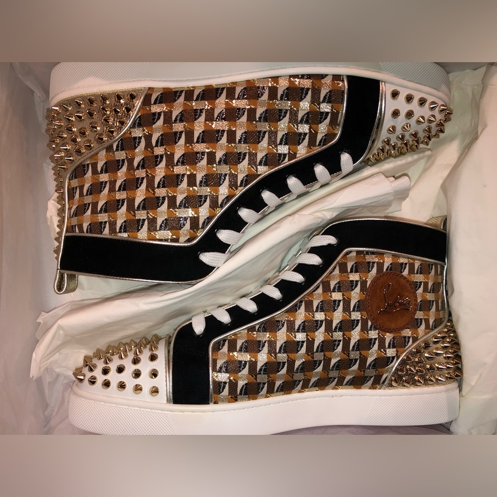 Christian Louboutin Checkerboard Sneakers White / Gold